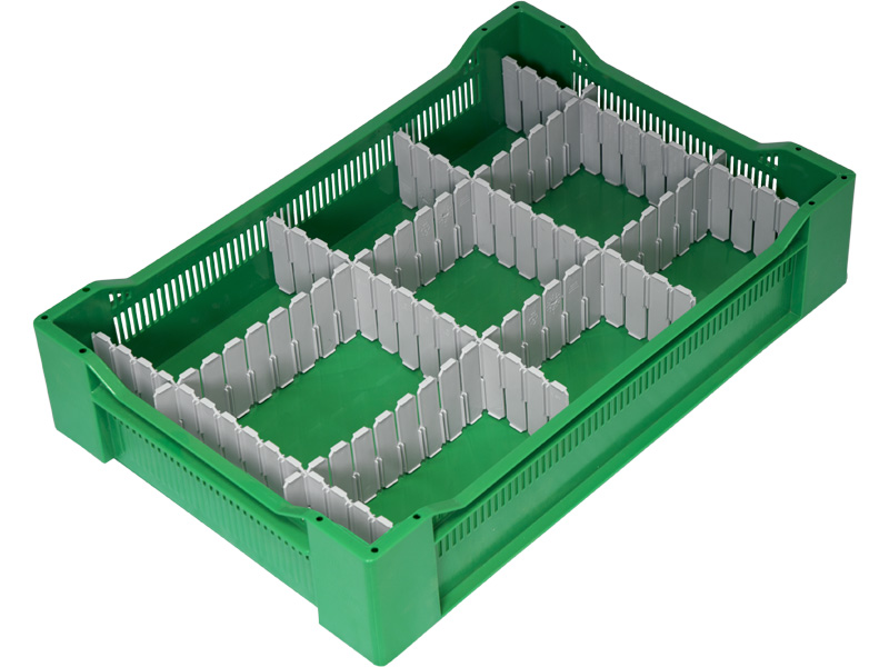 Ящик перфорированный 600×400×135, арт.: 120, объём 32.4, зелёный, код: 04240